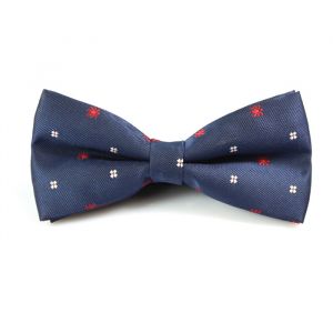 Midnight Blue, Cranberry and White Polyester Novelty Butterfly Bow Tie