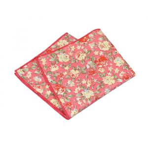 Bean Red, Tea Green, Rosy Brown, Mint green and Dark Orange Cotton Floral Pocket Square
