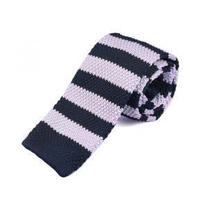 6cm Night and Gray Goose Knit Striped Skinny Tie