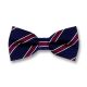 Midnight Blue, Burgundy and White Polyester Striped Butterfly Bow Tie