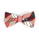 SeaShell, Red, Yellow, Frog Green and Dark Slate Grey Cotton Plaid Butterfly Bow Tie