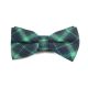 Zombie Green, Midnight Blue and White Cotton Plaid Butterfly Bow Tie