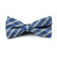 Lapis Blue, Brown and White Polyester Striped Butterfly Bow Tie