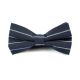 Slate Blue and White Polyester Striped Butterfly Bow Tie