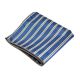 Platinum, Gray and Denim Dark Blue Polyester Striped Pocket Square