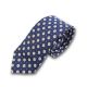 6cm Midnight Blue, Antique White and Wine Red Cotton-Linen Blend Floral Skinny Tie