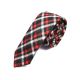 5cm Fire Engine Red, Night and White Cotton Plaid Skinny Tie