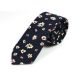 6cm Midnight Blue, White and Red Wine Cotton Floral Skinny Tie