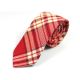 6cm Red, SeaShell, Black and Light Salmon Cotton Plaid Skinny Tie