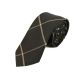 6cm Black Eel and Camel brown Cotton Checkered Skinny Tie
