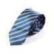 6cm Blueberry Blue, White and Black Polyester Striped Skinny Tie