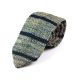 7cm Black, Blue Whale and Brass Knit Striped Skinny Tie