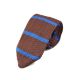 7cm Brown and Deep Sky Blue Knit Striped Skinny Tie