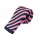 6cm Midnight Blue and Khaki Rose Knit Striped Skinny Tie