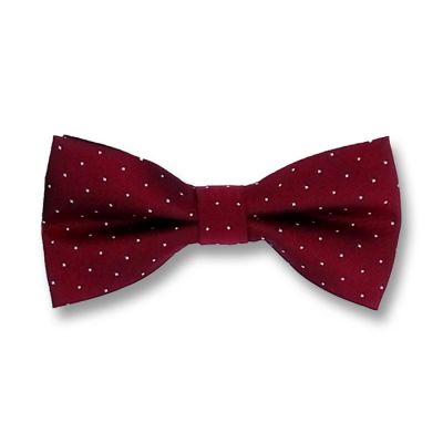 Red Wine and White Polyester Polka Dot Butterfly Bow Tie