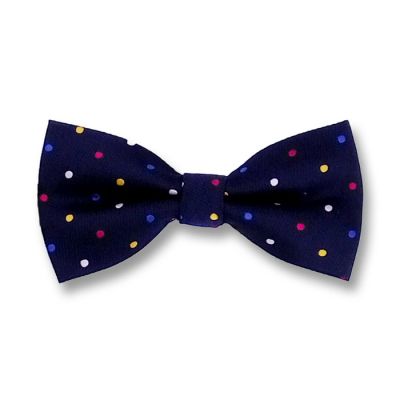Midnight Blue, Deep Pink, Yellow, Sapphire Blue and White Polyester Polka Dot Butterfly Bow Tie
