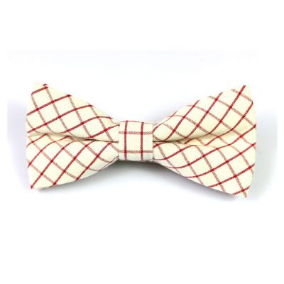 Chilli Pepper and White Cotton Checkered Butterfly Bow Tie