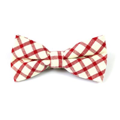 SeaShell and Midnight Cotton Checkered Butterfly Bow Tie