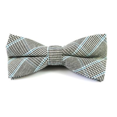 Black, White and Mint green Cotton Plaid Butterfly Bow Tie