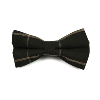 Black and Wood Cotton Striped Butterfly Bow Tie
