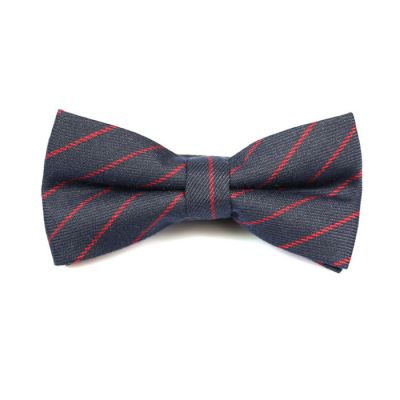 Midnight Blue and Valentine Red Cotton Striped Butterfly Bow Tie