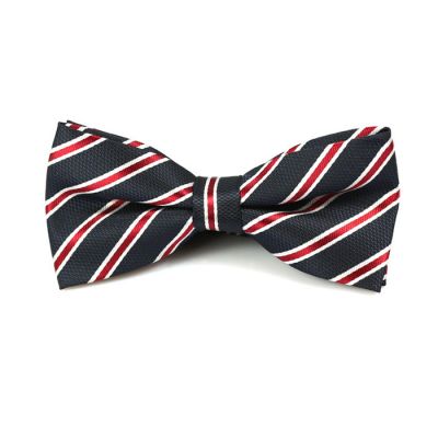 Midnight, Night and White Polyester Striped Butterfly Bow Tie