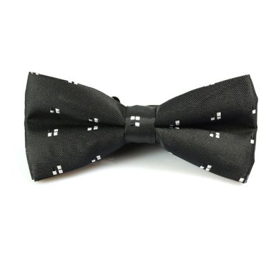 Black and White Polyester Novelty Butterfly Bow Tie