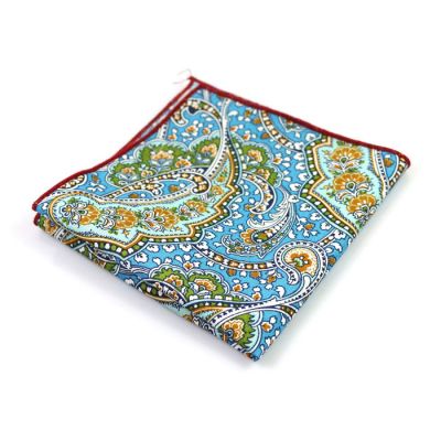 Green, Midnight, Champagne, Platinum and Blue Eyes Cotton Paisley Pocket Square