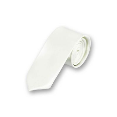 5cm Milk White Polyester Solid Skinny Tie