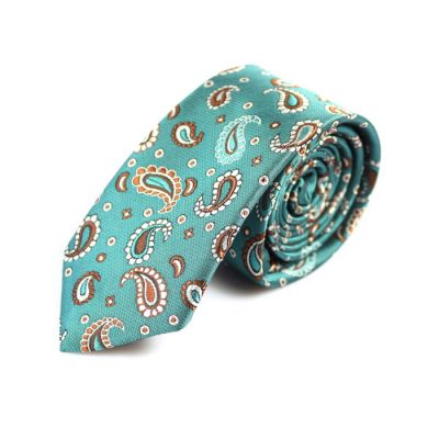 6cm Teal, Chestnut and Brown Sugar Polyester Paisley Skinny Tie