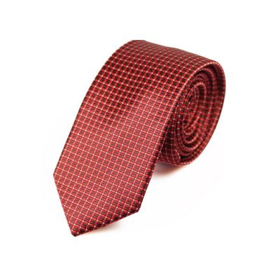 6cm Midnight, Ferrari Red and White Polyester Checkered Skinny Tie