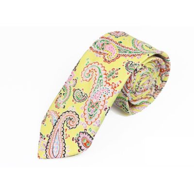 6cm Yellow, Peach, Zombie Green, Night and Scarlet Cotton Paisley Skinny Tie