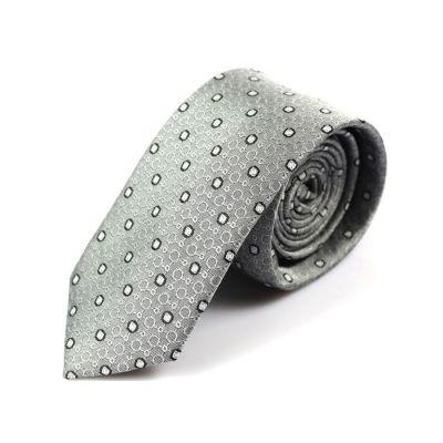 6cm Platinum, Gray Cloud and Gray Polyester Novelty Skinny Tie