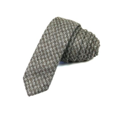 5cm Gray Goose and SeaShell Cotton Checkered Skinny Tie