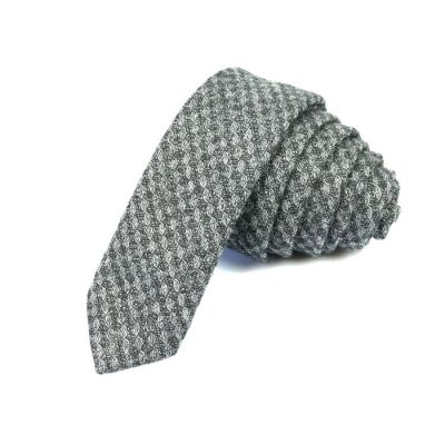 5cm Platinum and Gray Goose Cotton Checkered Skinny Tie