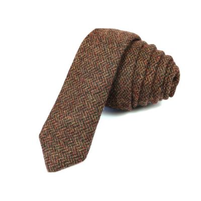 5cm Blood Red and Mocha Cotton Plaid Skinny Tie
