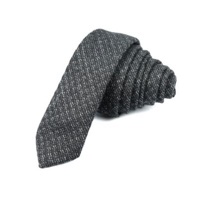 5cm Black Cat and Battleship Gray Cotton Plaid Skinny Tie