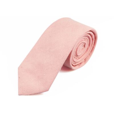 6cm Deep Peach Cotton Solid Skinny Tie