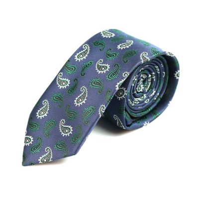 6cm Grape, White and Army Brown Polyester Paisley Skinny Tie