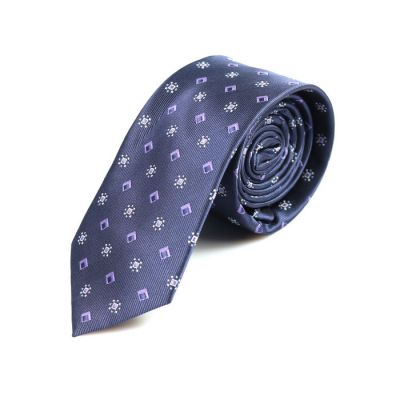 6cm Midnight Blue and White Polyester Novelty Skinny Tie