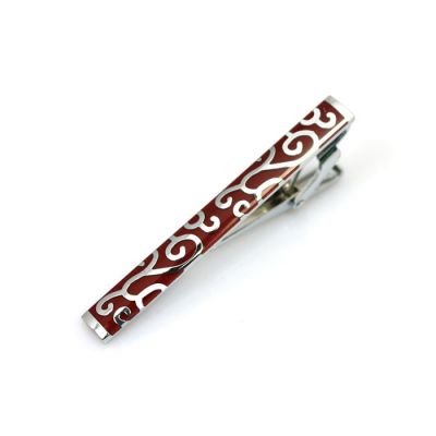 Silver Carved Coffee Tie Bar