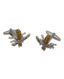 Orange Bejeweled Bee Silver Cufflinks
