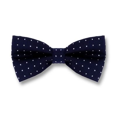 Midnight Blue and White Polyester Floral Butterfly Bow Tie