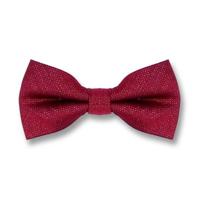 Burgundy and White Polyester Polka Dot Butterfly Bow Tie