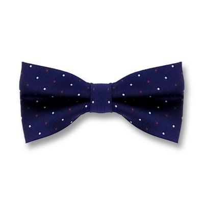 Midnight Blue, Deep Pink and White Polyester Polka Dot Butterfly Bow Tie