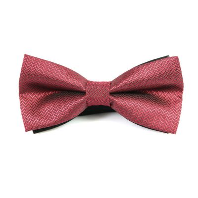 Pale Violet Red Polyester Striped Butterfly Bow Tie