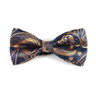 Purple Iris and Mahogany Polyester Paisley Butterfly Bow Tie