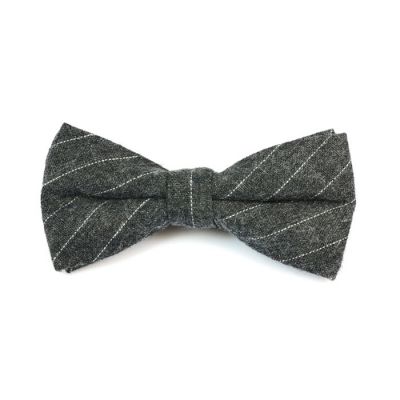 Iridium and SeaShell Cotton Striped Butterfly Bow Tie