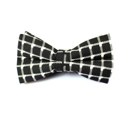 Black and White Polyester Checkered Butterfly Bow Tie