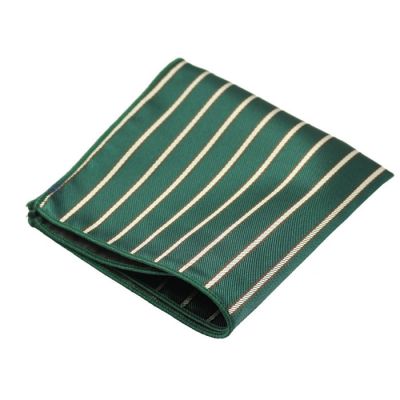 Tea Green, Dark Forest Green and Mahogany Polyester Striped Pocket Square